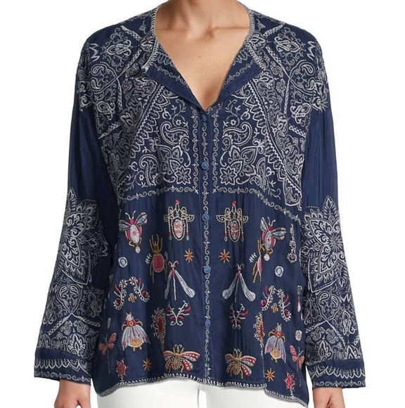 Johnny Was  Renemutet Embroidered Blouse Medium - Picture 3 of 16